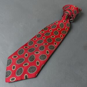 Vintage Norm Thompson Tie Mens Red Paisley Amoeba Pattern Silk Size 57”